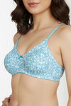 Zivame Essentials Double Layered Non Wired Full Coverage T-Shirt Bra - Dk Blue Floral — thumbnail 5